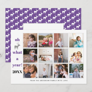 Year in review Oh deer what a year purple photo Holiday Card