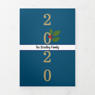 Year in Review Photo Collage Christmas Letter Tri-Fold Card