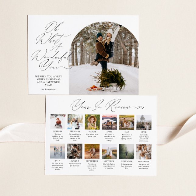Year in Review Script Typography Photo Christmas Holiday Card (Creator Uploaded)