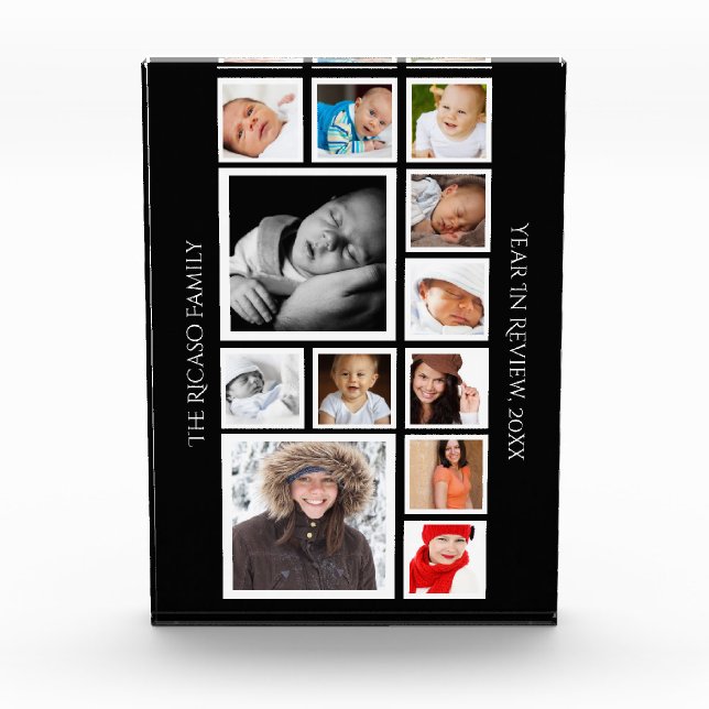 Year In Review Unique Custom Personalized 12 Image Photo Block (Front)