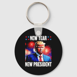 Year New President Trump 2024  Keychain