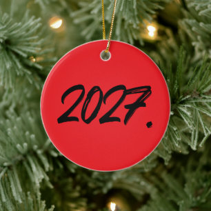 Year Of 2027 Paint Ink Brush Typography Ceramic Ornament