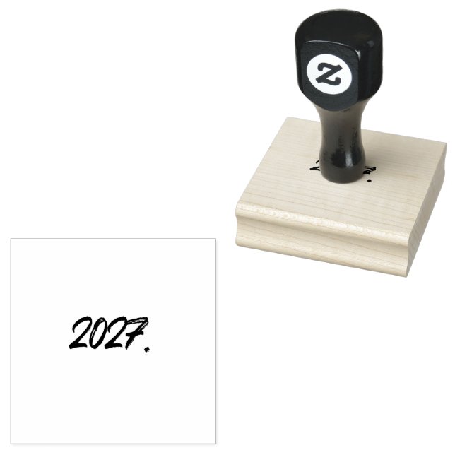 Year Of 2027 Paint Ink Brush Typography Rubber Stamp (Stamped)