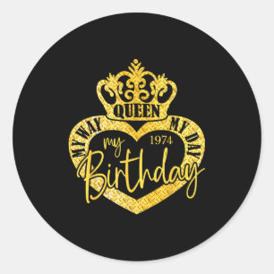 Year Of Birth 1974 Birthday Vintage 1974 Born 1974 Classic Round Sticker