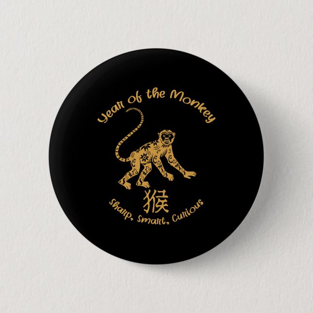 Year Of Monkey Traits Chinese Zodiac Chinese New Y 2 Inch Round Button (Front)