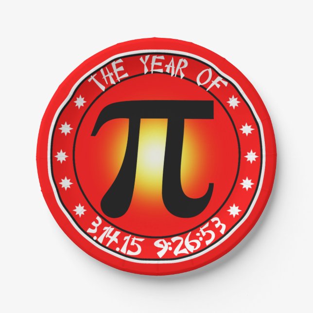 Year of Pi  3/14/15 9:26:53 Paper Plate (Front)