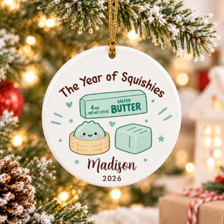 Year of Squishies Kids Christmas Ceramic Ornament