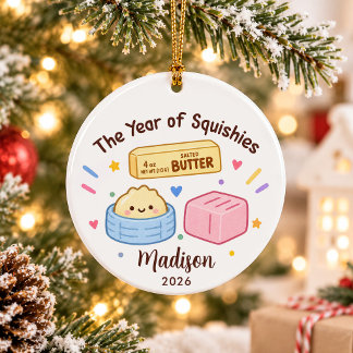 Year of Squishies Kids Christmas Ceramic Ornament