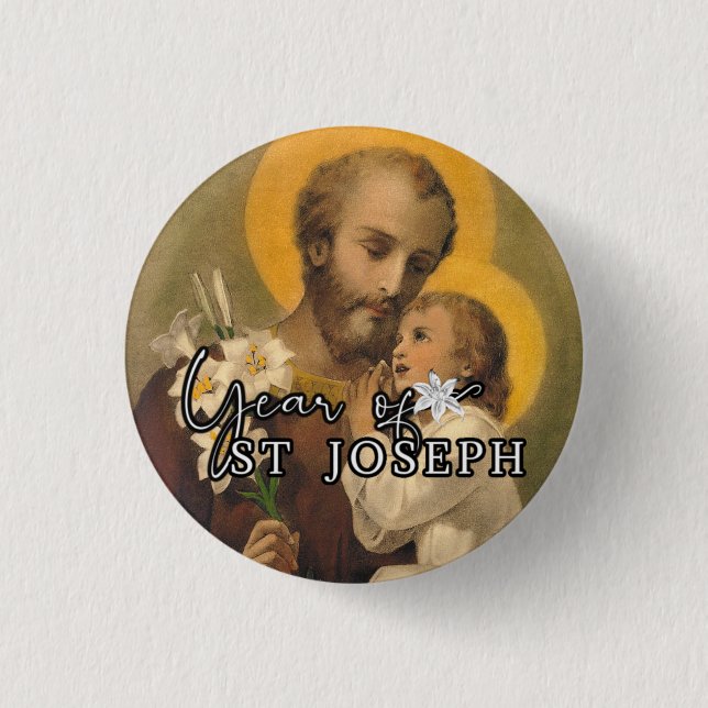 Year of St. Joseph Catholic Commemoration 1 Inch Round Button (Front)
