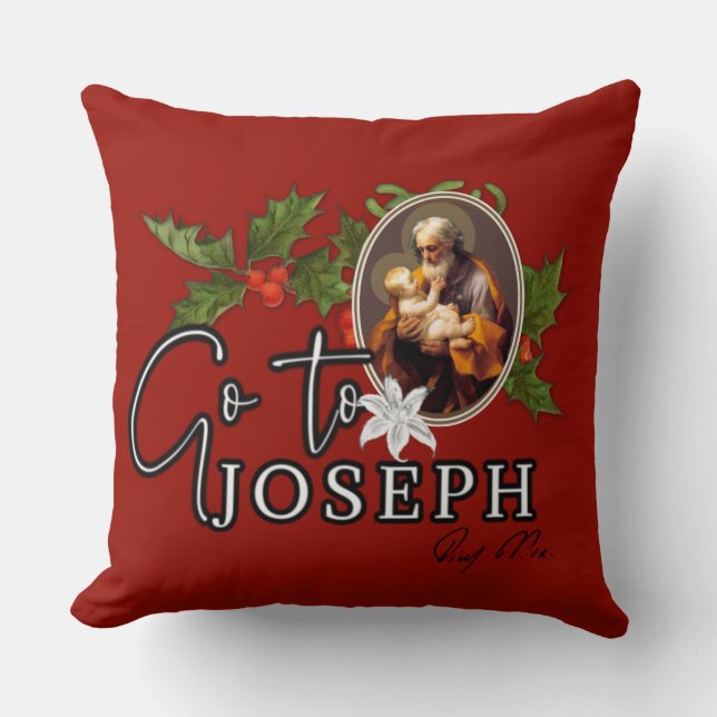 Year of St. Joseph Christmas Pope Pius IX Throw Pillow (Front)