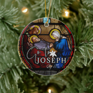 Year of St. Joseph Jesus Religious Pope Signature Ceramic Ornament