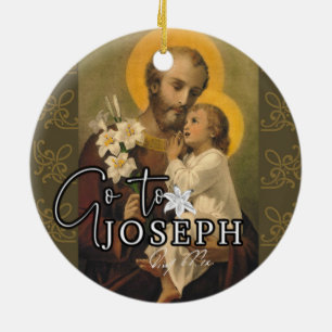 Year of St. Joseph Jesus Religious Pope Signature Ceramic Ornament