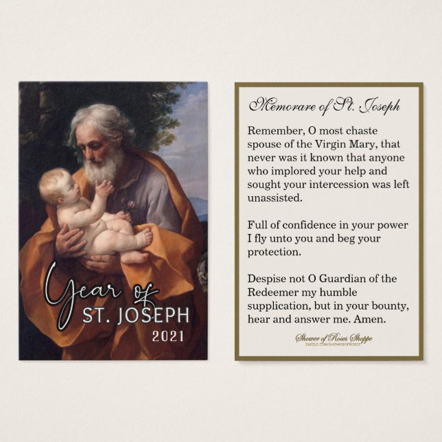 Year of St. Joseph Memorare Prayer Catholic (Front & Back)