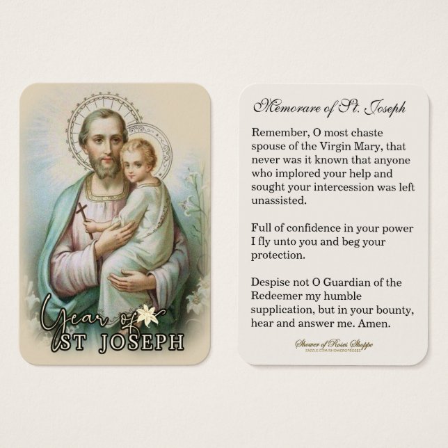 Year of St. Joseph Memorare Prayer Catholic (Front & Back)