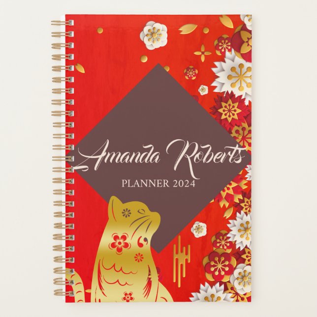 Year Of The Cat 2024 Flowers Planner (Front)