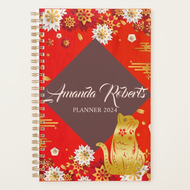 Year Of The Cat 2024 Flowers Planner (Front)