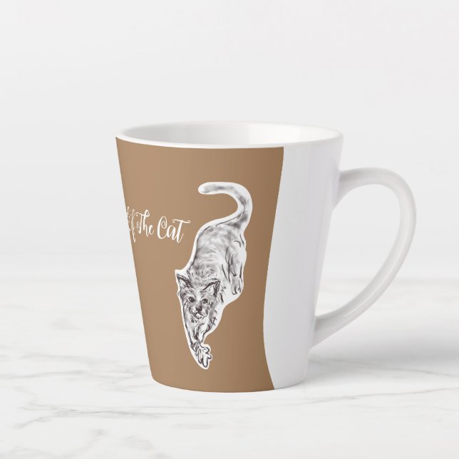 Year Of The Cat Kitty Ink Drawing Latte Mug (Right)