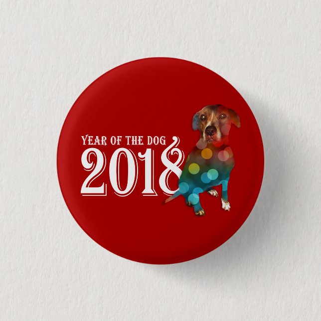 Year of the Dog 2018 Double Exposure 1 Inch Round Button (Front)