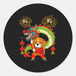 Year Of The Dog Chinese Lunar New Year For Men Wom Classic Round Sticker