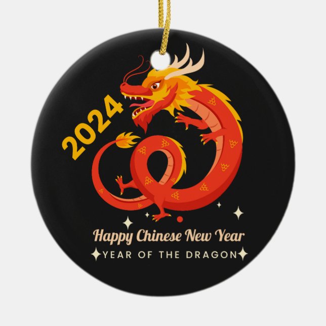 Year Of The Dragon 2024 Chinese New Year Ceramic Ornament (Front)