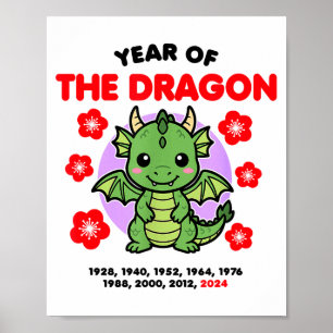 Year Of The Dragon 2024 Chinese Zodiac New Years K Poster