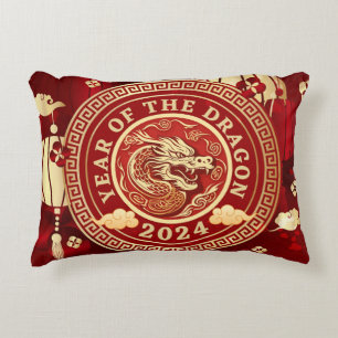 Year of the Dragon 2024   Chinese Zodiac Sign Accent Pillow