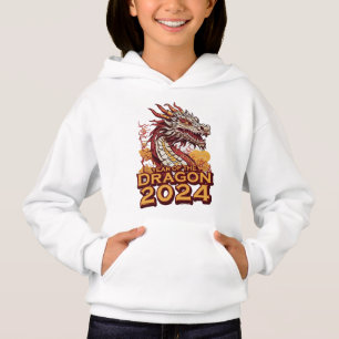 Year of the dragon 2024 girl's white Hoody, Dragon