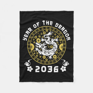 Year Of The Dragon 2036 Zodiac Chinese Lunar New Y Fleece Blanket