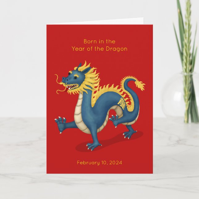 Year of the Dragon Baby Birth Annoucement Card (Front)
