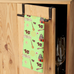 Year of The Dragon Chinese Favourites Music Luck Kitchen Towel