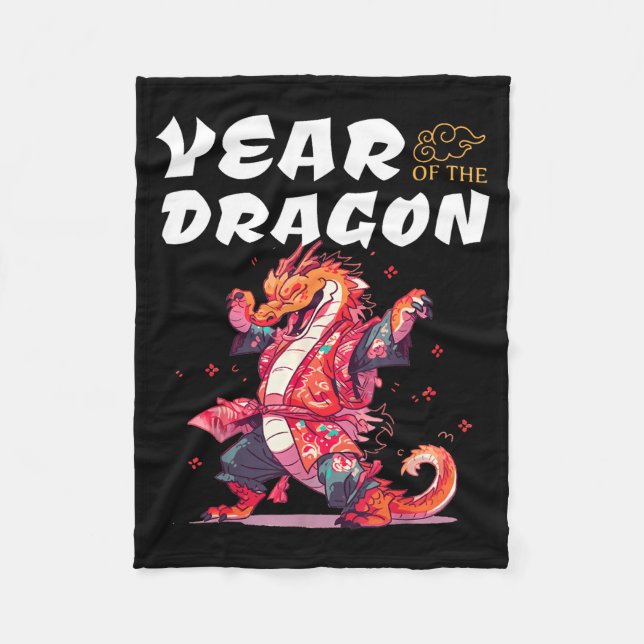 Year Of The Dragon Funny Dragons Chinese Zodiac Si Fleece Blanket (Front)