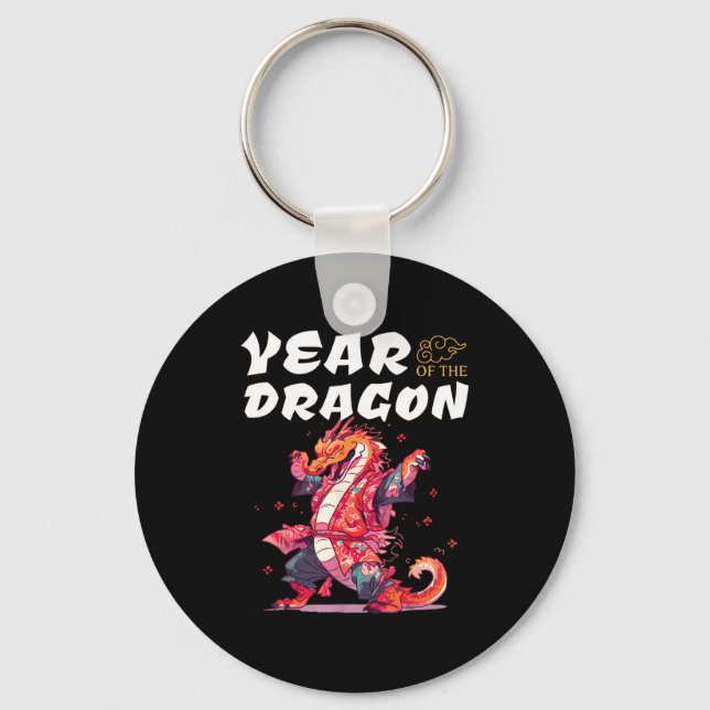 Year Of The Dragon Funny Dragons Chinese Zodiac Si Keychain (Front)