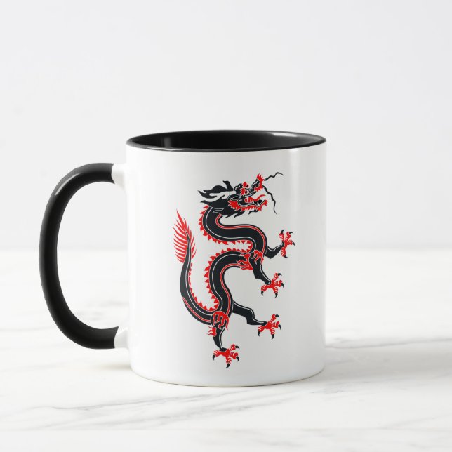 Year of the Dragon ~ Red, Black and White Mug (Left)