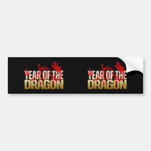 YEAR OF THE DRAGON RED GOLD BUMPER STICKER