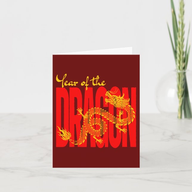 Year of the Dragon Red Gold Invitation (Front)