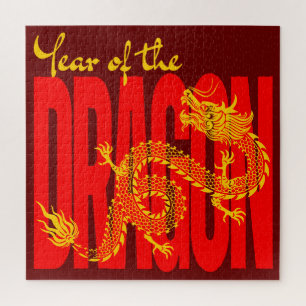 Year of the Dragon Red Gold Jigsaw Puzzle