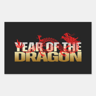 YEAR OF THE DRAGON RED GOLD STICKER