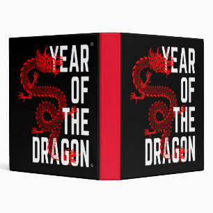 Year of the Dragon red white Binder