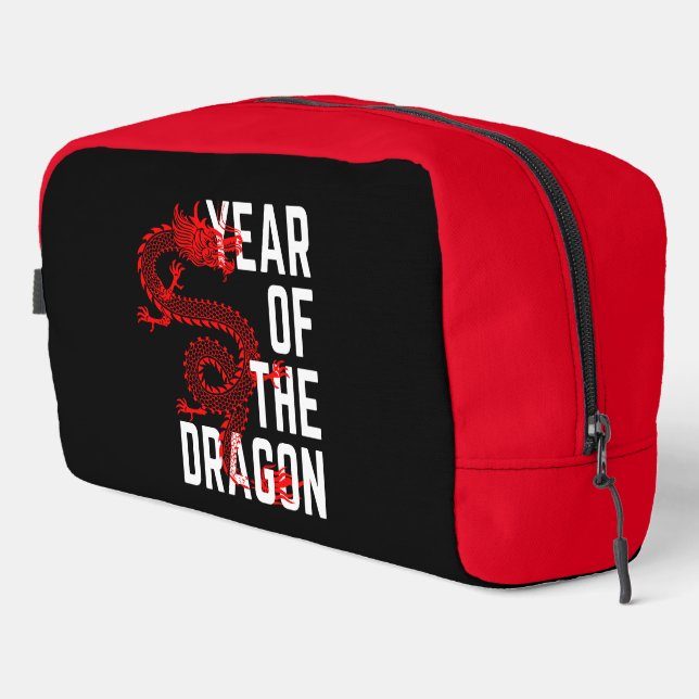 Year of the Dragon red white Dopp Kit (Right Corner)