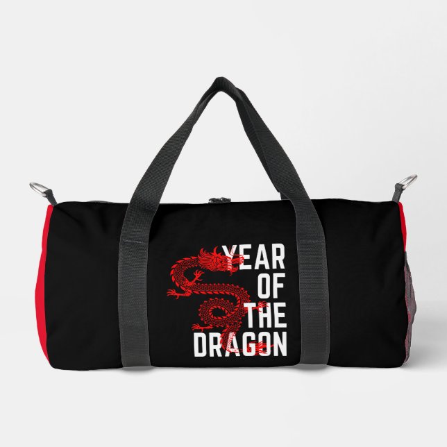 Year of the Dragon red white Duffle Bag (Front)