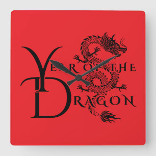 Year of the dragon square wall clock
