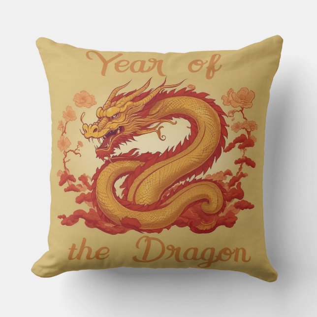 Year of the Dragon Throw Pillow (Front)