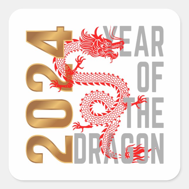 Year of the Dragon Year 2024 Chinese zodiac Square Sticker (Front)