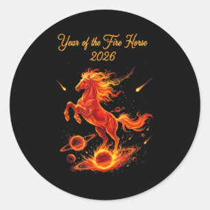 Year of the fire horse 2026 chinese new year lunar classic round sticker