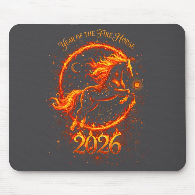 Year Of The Fire Horse 2026 Chinese New Year  Mouse Pad (Front)