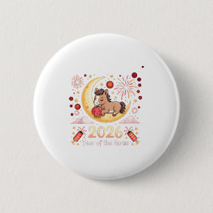 Year Of The Fire Horse 2026 Festive Chinese New Ye 2 Inch Round Button