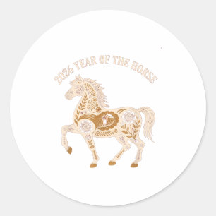 Year Of The Fire Horse 2026 Festive Chinese New Ye Classic Round Sticker