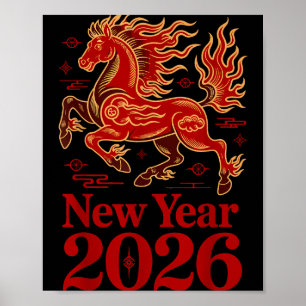 Year Of The Fire Horse 2026 Lunar Chinese New Year Poster
