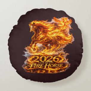 Year of the Fire Horse 2026 Round Pillow