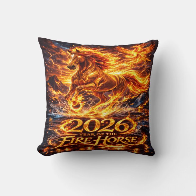 Year of the Fire Horse 2026 Throw Pillow (Front)